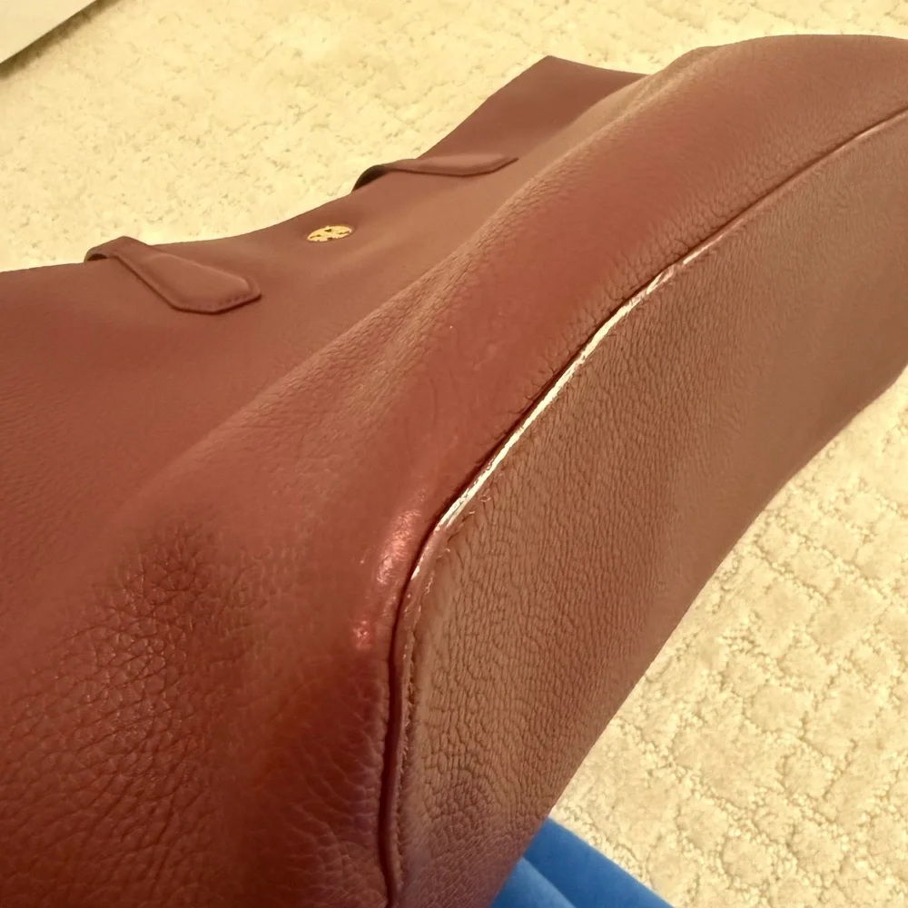Tory Burch Deep Red Pebbled Leather Tote